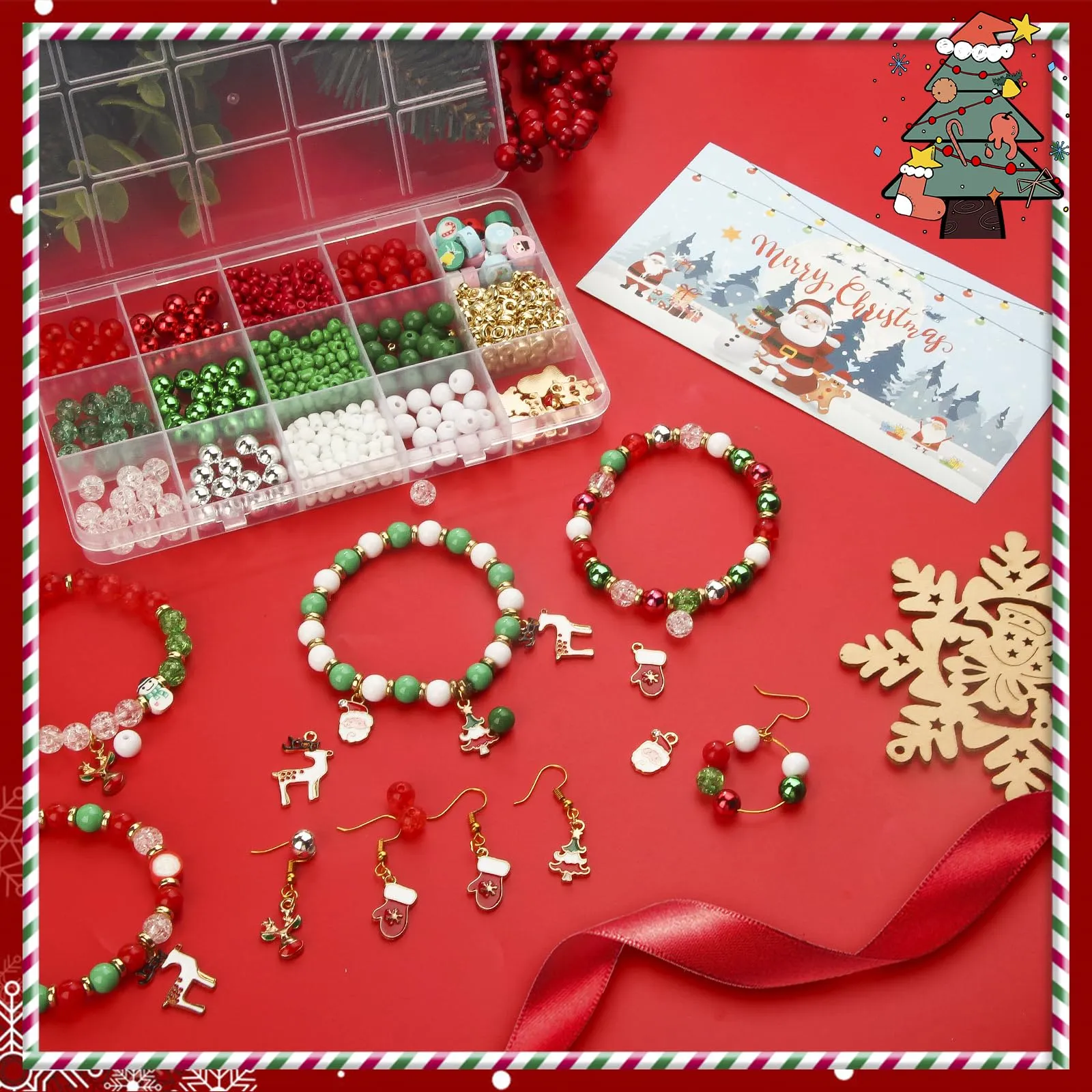 Bead set for threading, 880 pieces bracelets do it yourself colorful beads craft beads Pearls