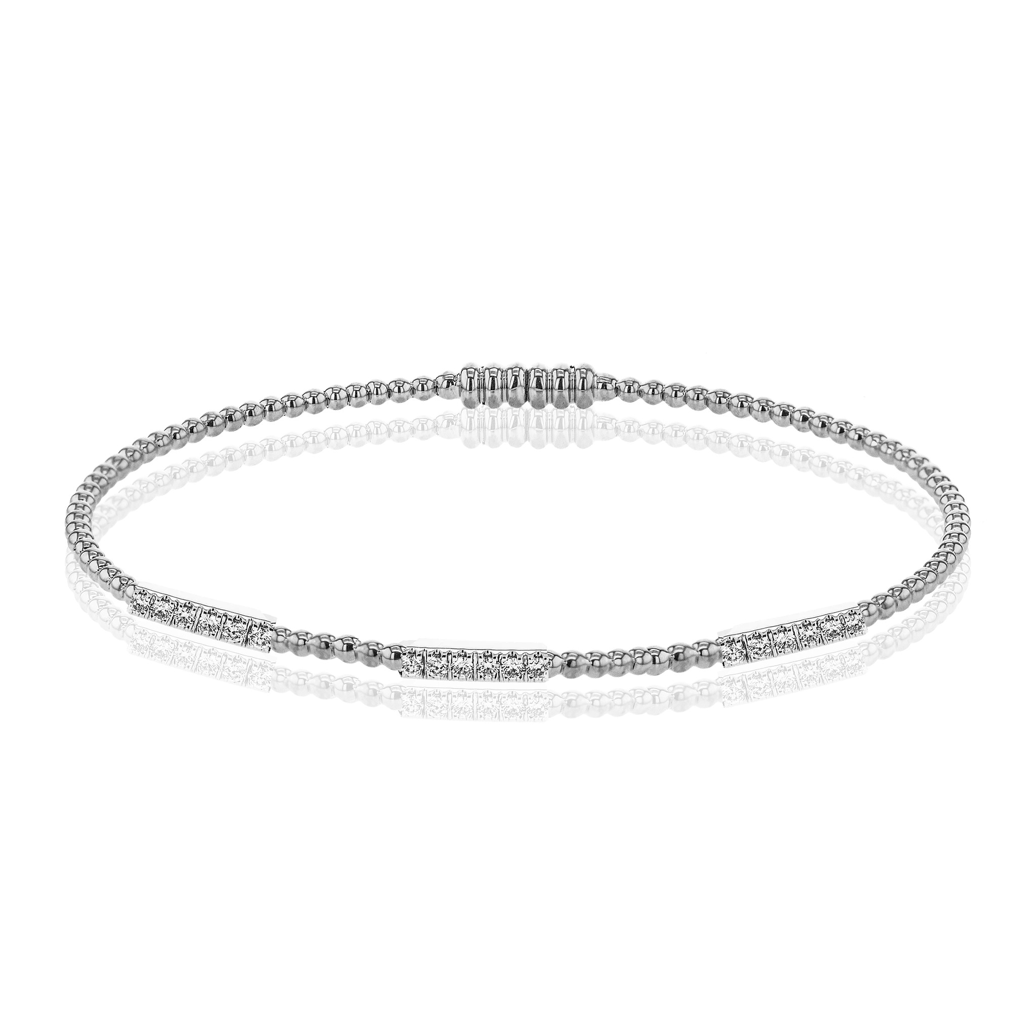 Beaded Bangle in 18k Gold with Diamonds