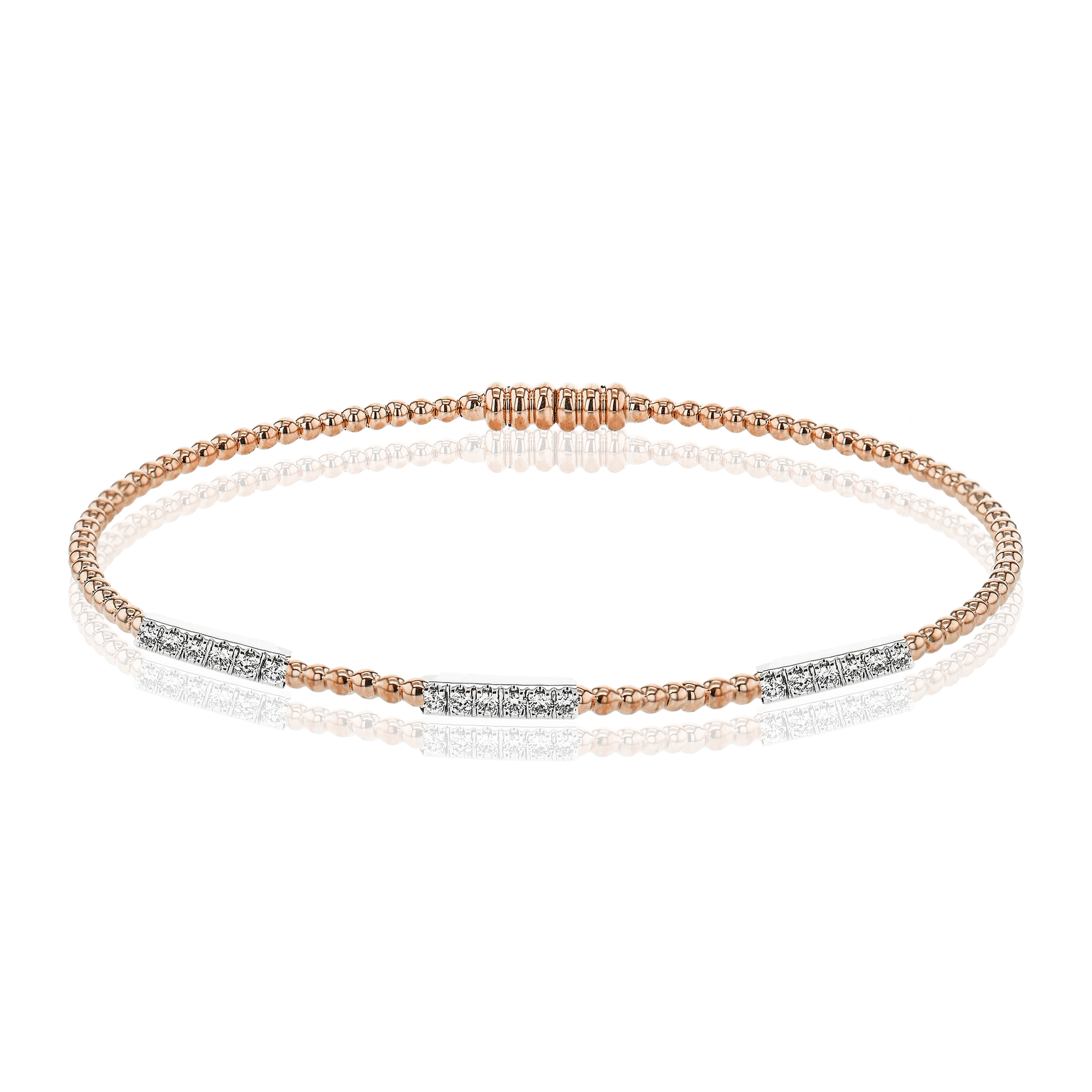 Beaded Bangle in 18k Gold with Diamonds