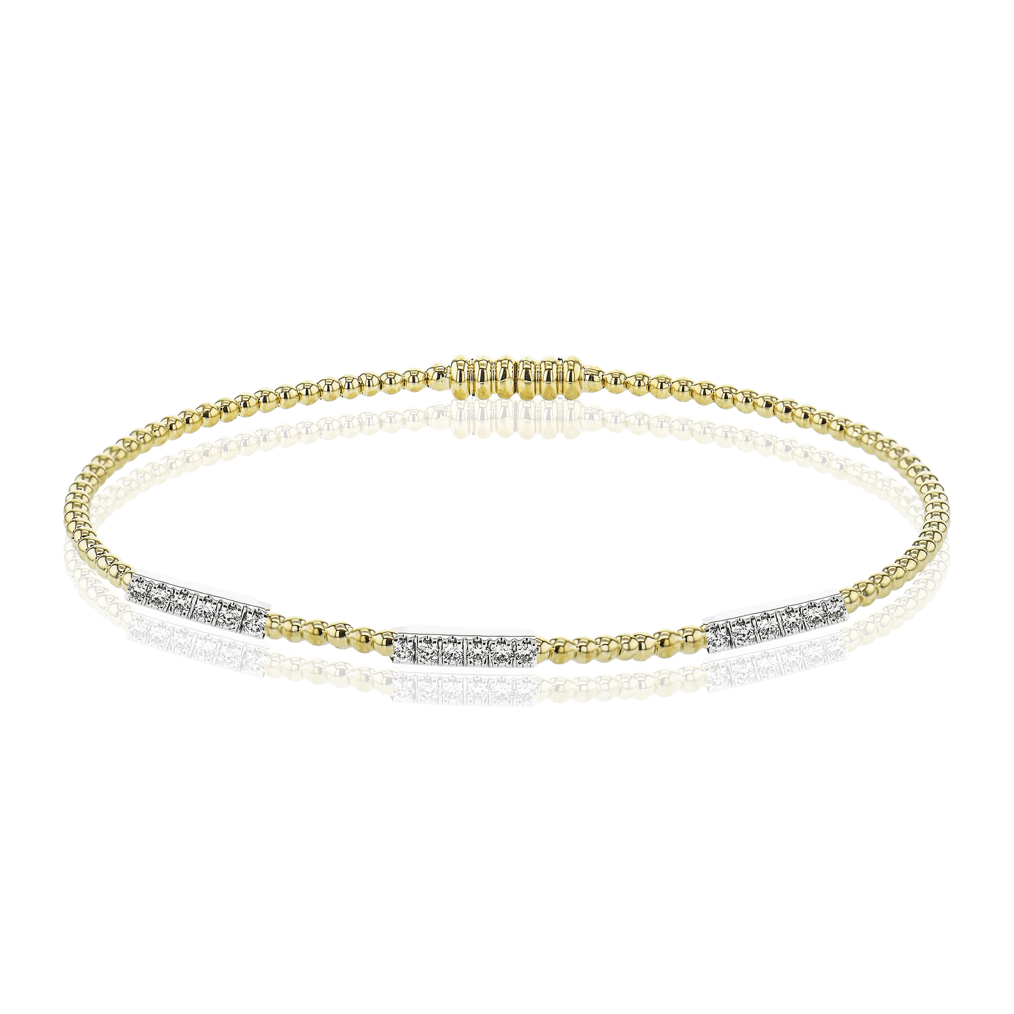 Beaded Bangle in 18k Gold with Diamonds