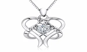 Beautiful Sterling Silver I Love You Forever Love Heart Pendants