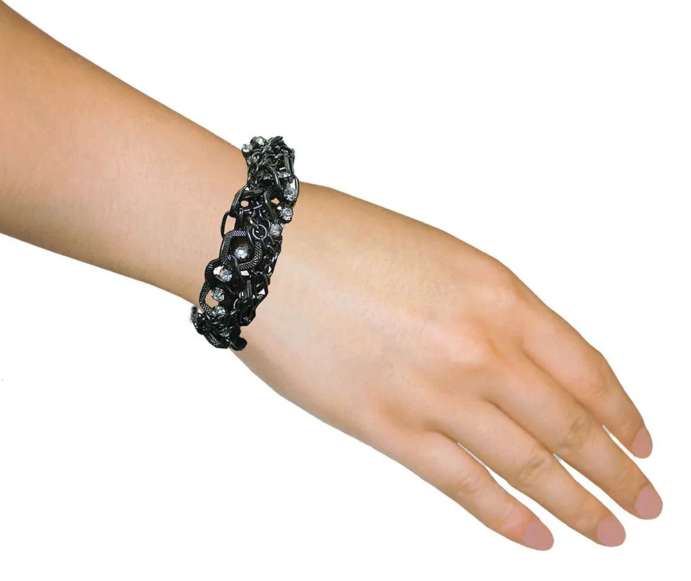 Bella Twisted Chain Bracelet with Crystals NM83800-1