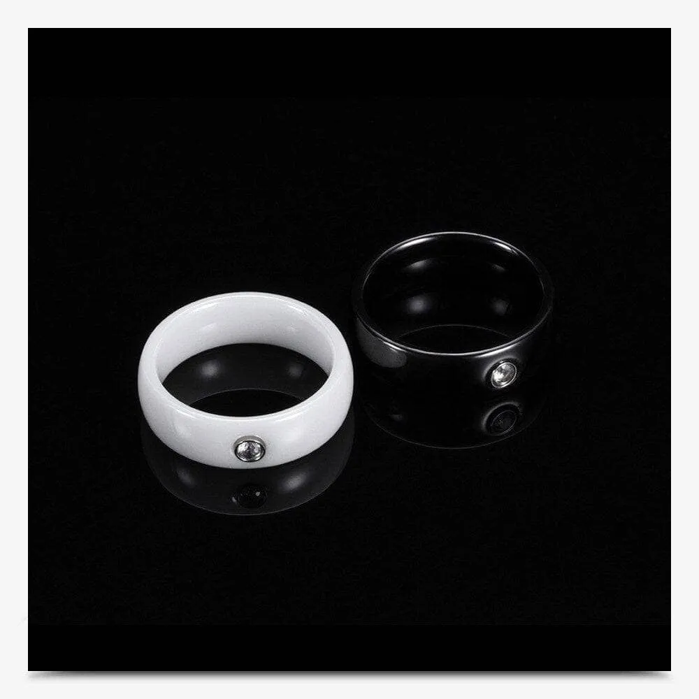 Black and White Ceramic Ring Band
