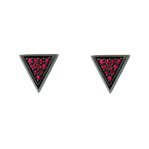 Blackened 18k Gold Tres Puntos Earrings Ruby