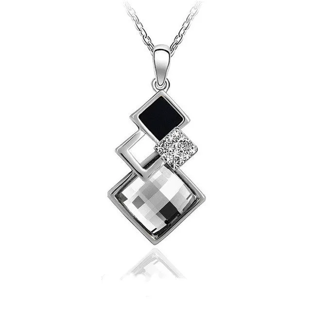 Blue Crystal Drop Golden geometry Pendants Necklace for women