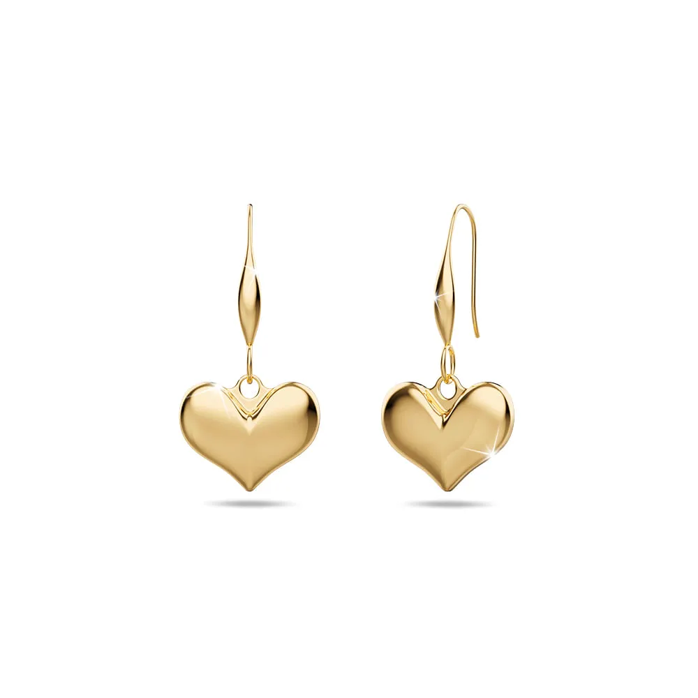 Boxed Golden Heart Earrings and Bracelet Set