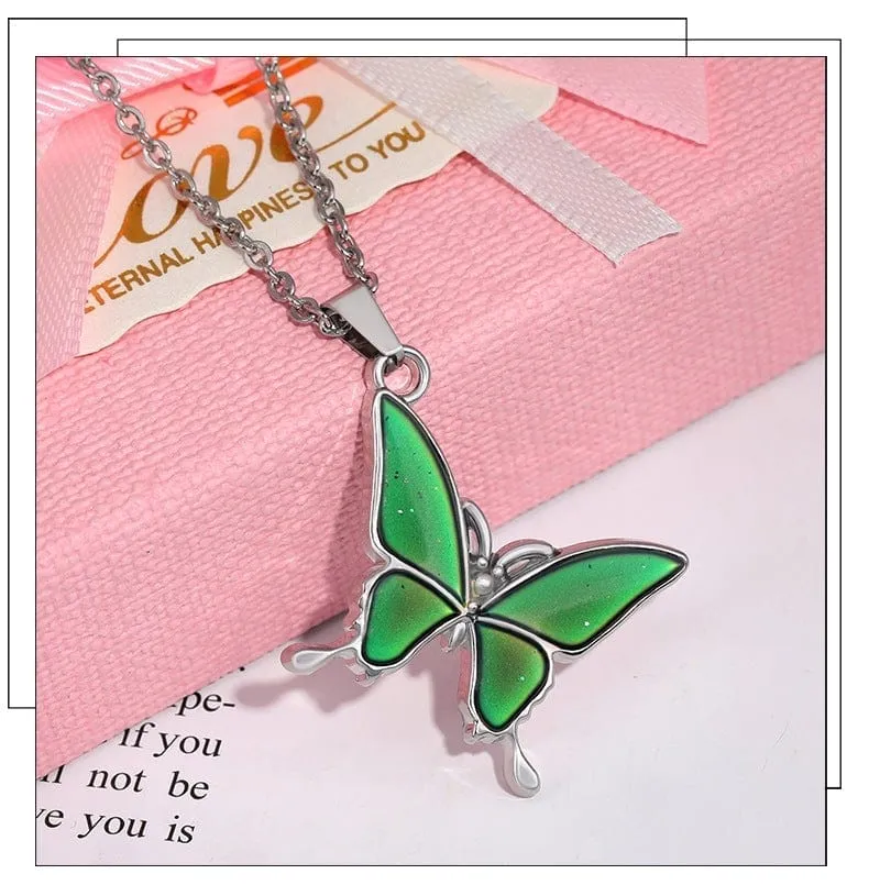 Butterfly Necklace Change Color with Temperature Valentine's Day Gifts for Girlfriend
