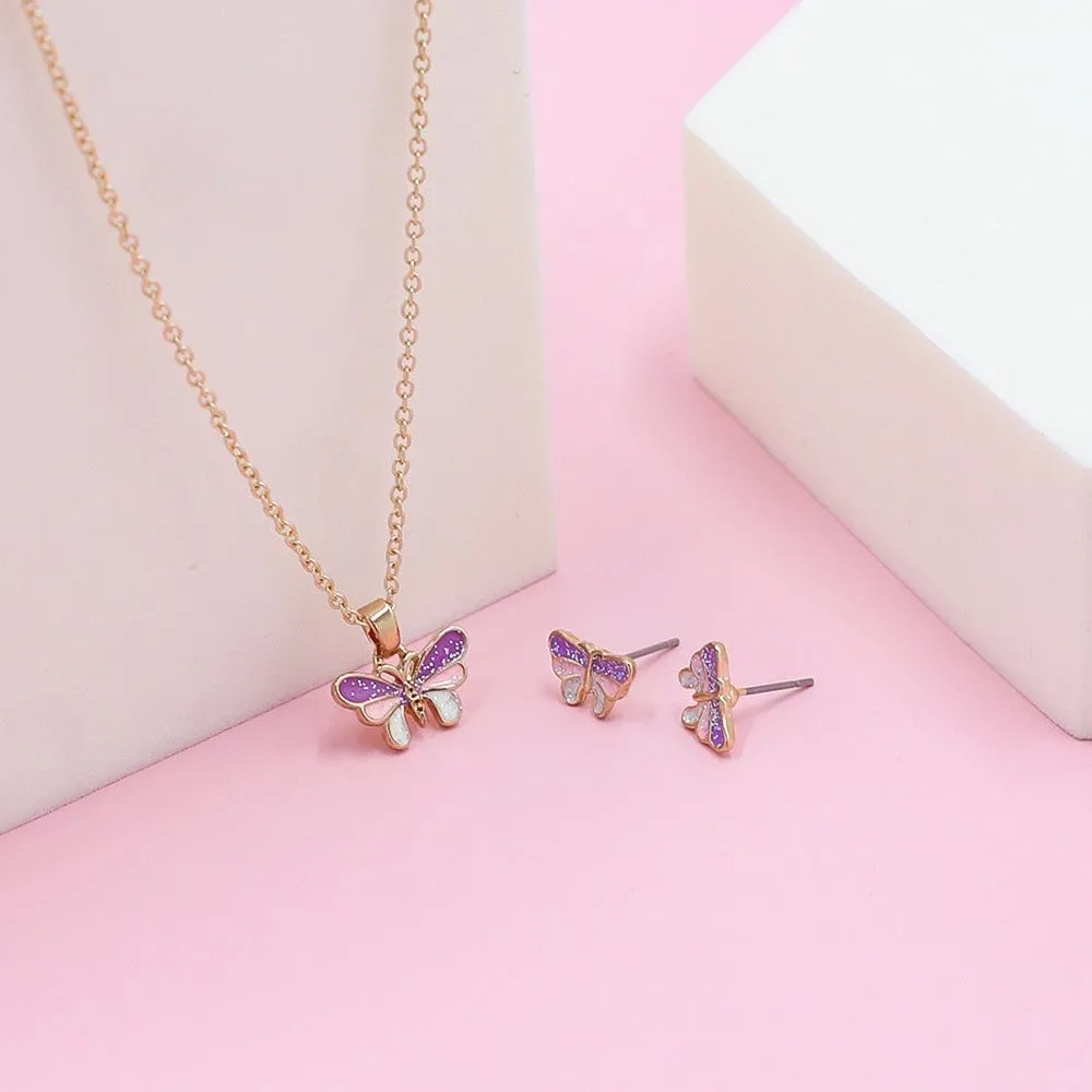 Butterfly Necklace with Earrings Valentine's Gifts for Her