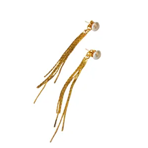 Charlee Pearl Stud & Tassel Earring