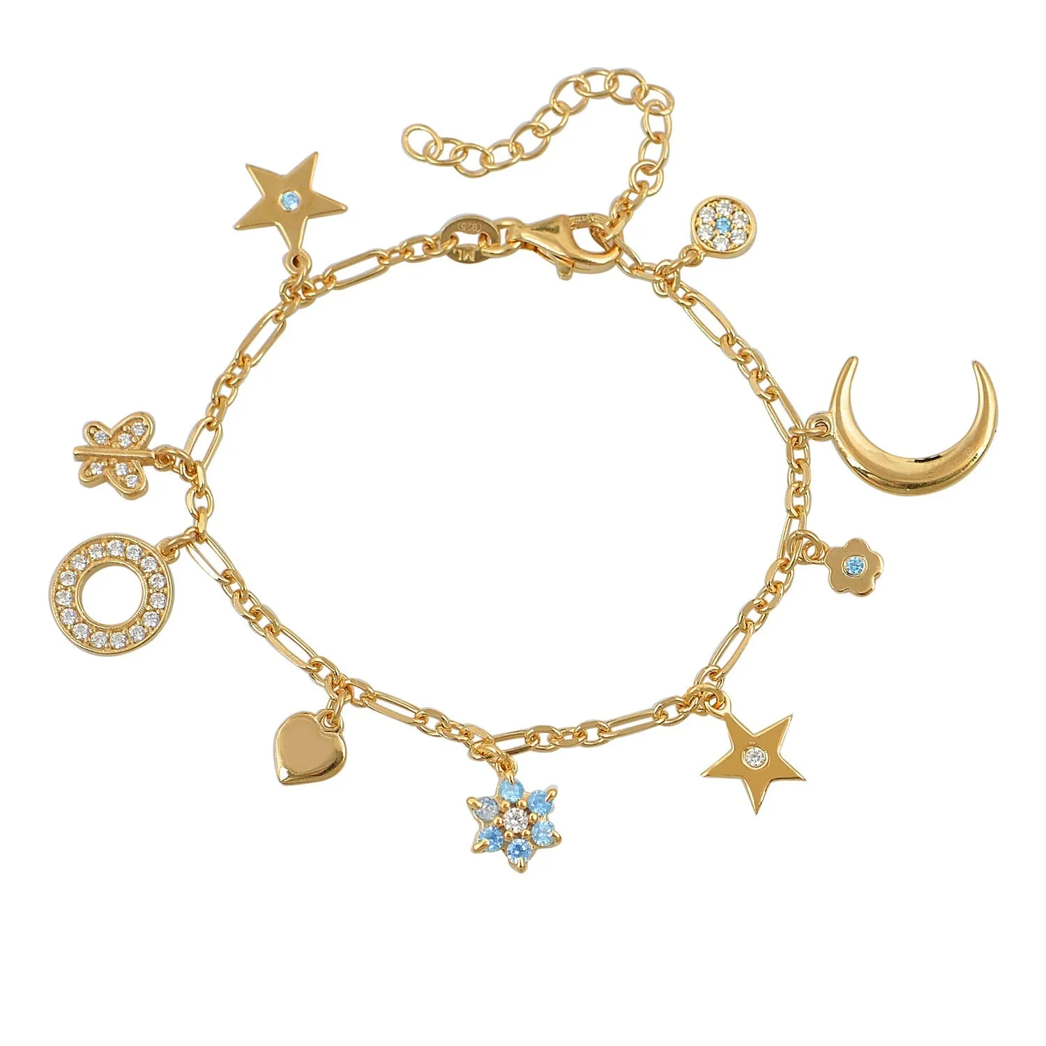 Charm Bracelet Gold/Aqua