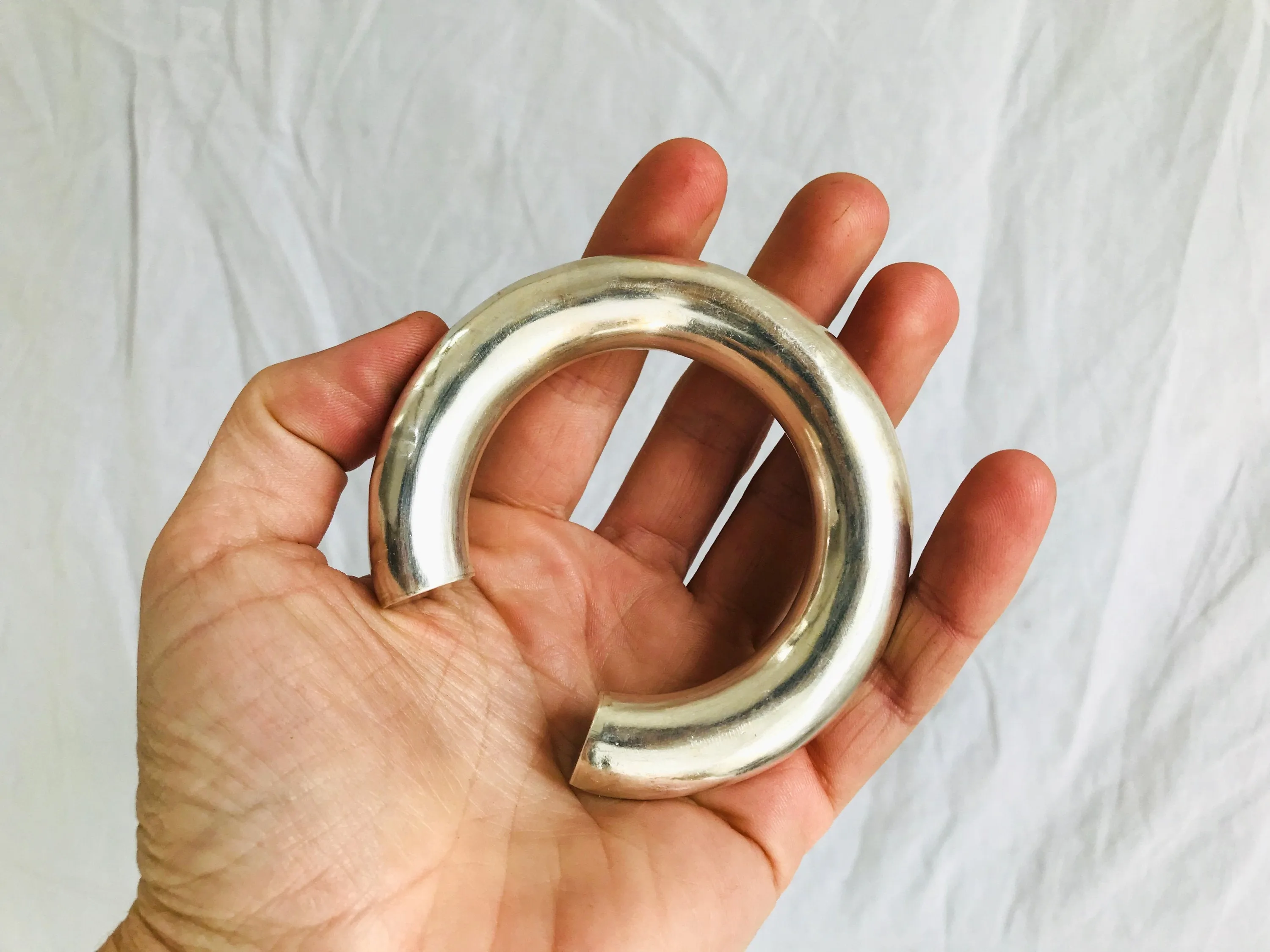 Chunky Sterling Silver SINGLE Bangle from the Karen Hill Tribe of Thailand