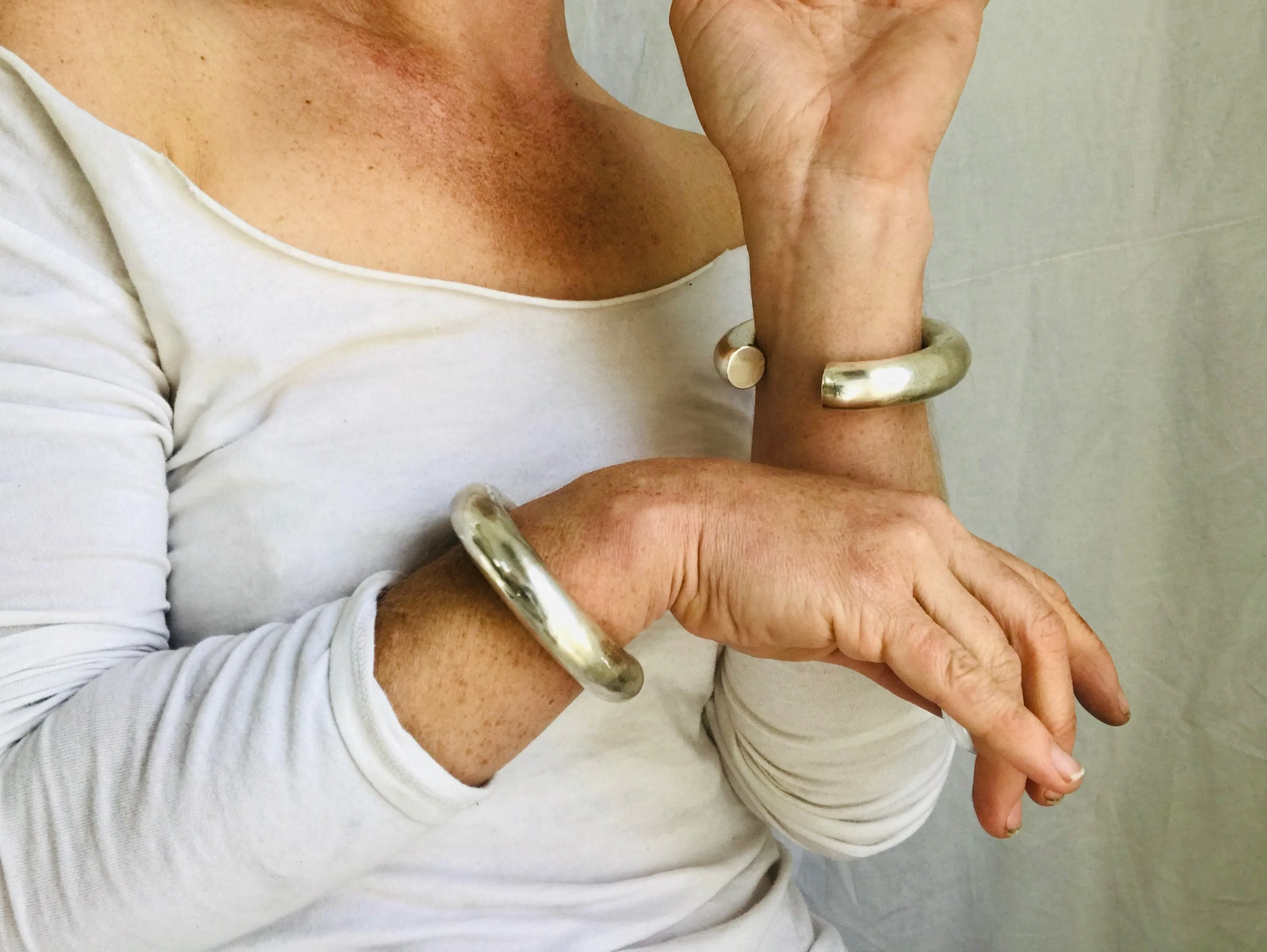 Chunky Sterling Silver SINGLE Bangle from the Karen Hill Tribe of Thailand