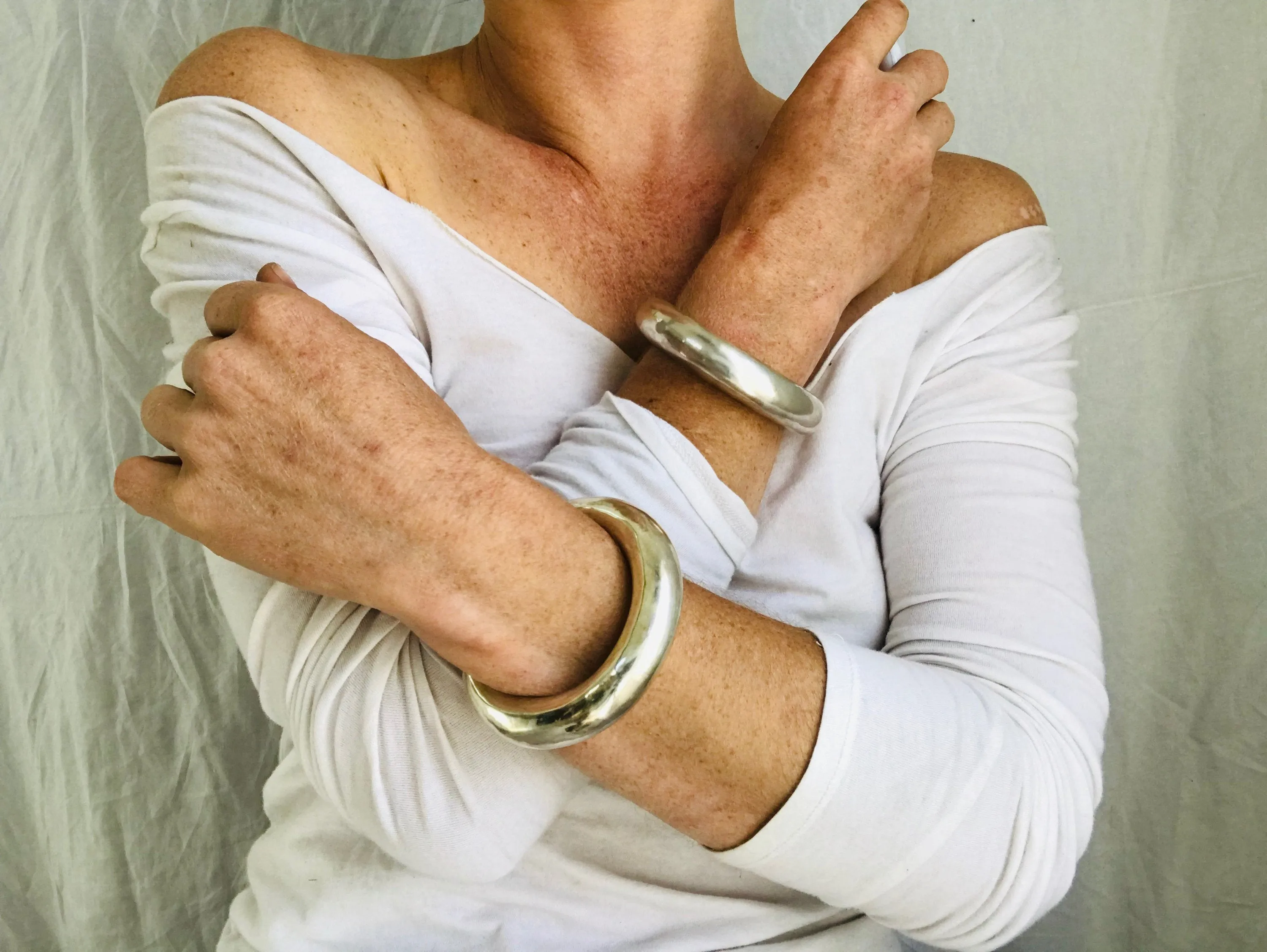 Chunky Sterling Silver SINGLE Bangle from the Karen Hill Tribe of Thailand