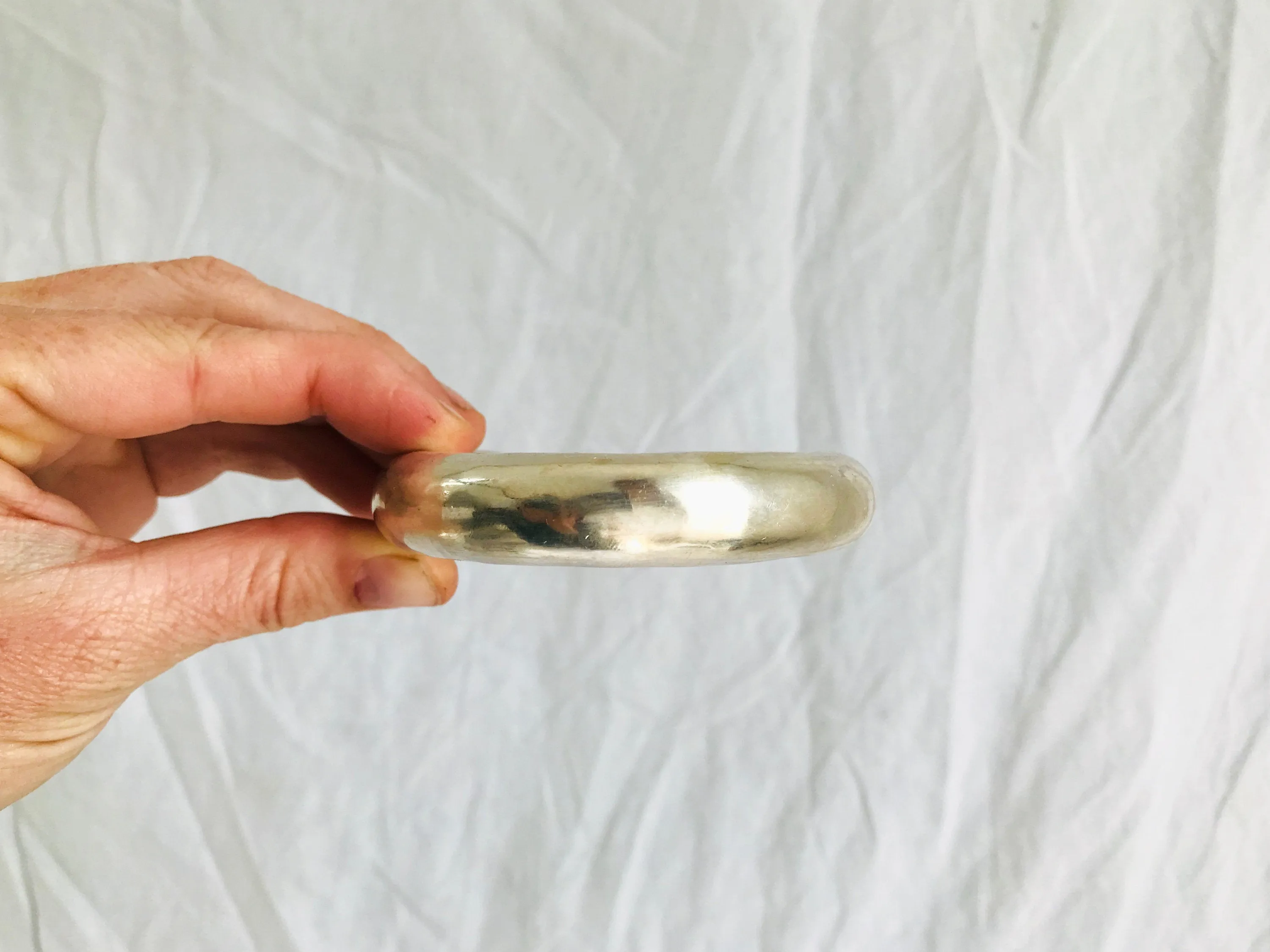 Chunky Sterling Silver SINGLE Bangle from the Karen Hill Tribe of Thailand