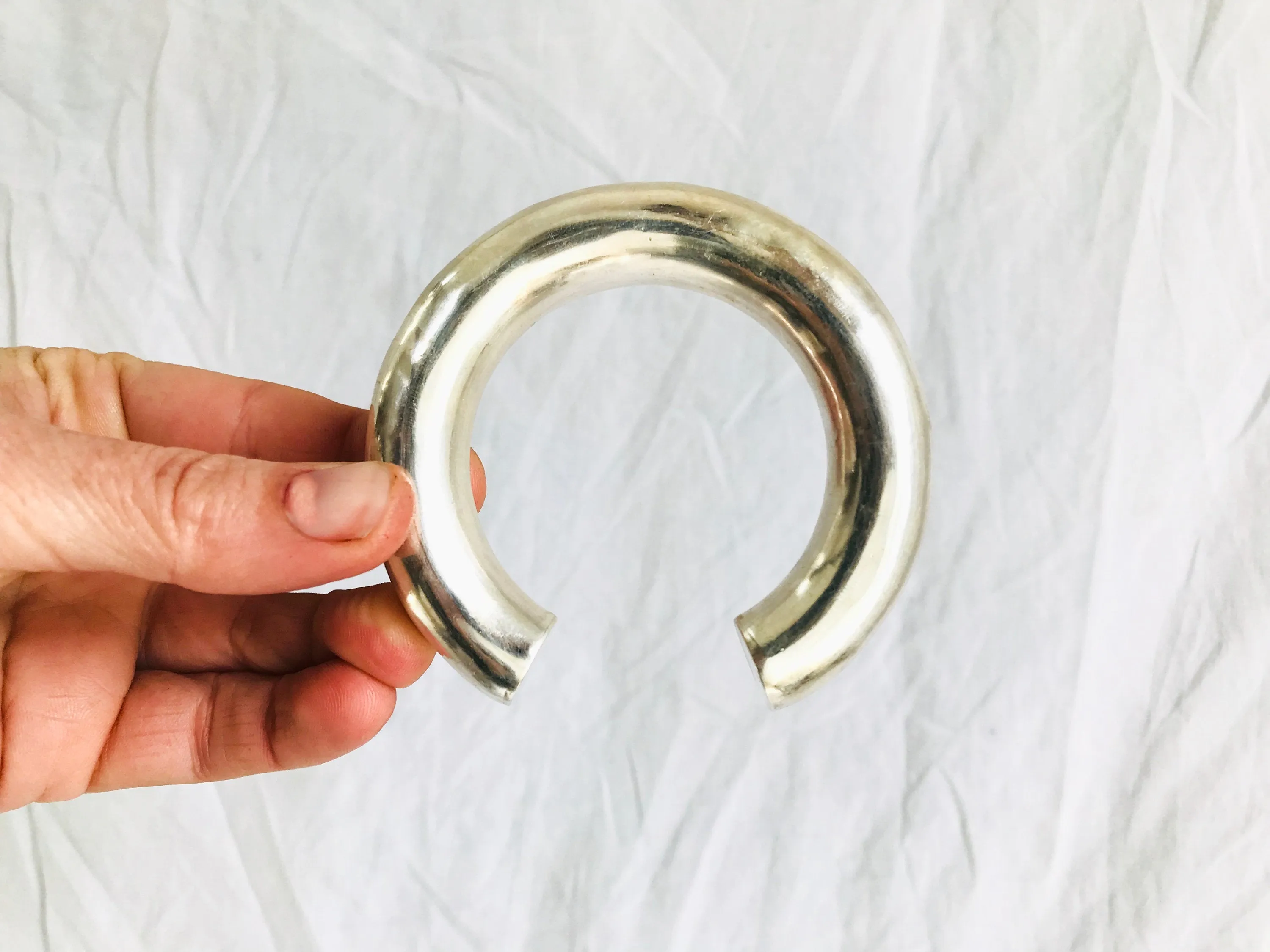 Chunky Sterling Silver SINGLE Bangle from the Karen Hill Tribe of Thailand