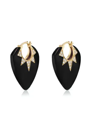 Classic Guitar Pick Earrings | Black Onyx