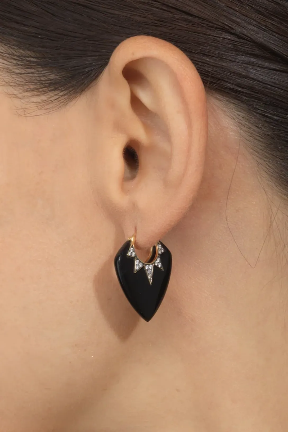 Classic Guitar Pick Earrings | Black Onyx