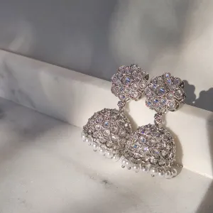 Classic Jhumki With Rhodium Plating and moti
