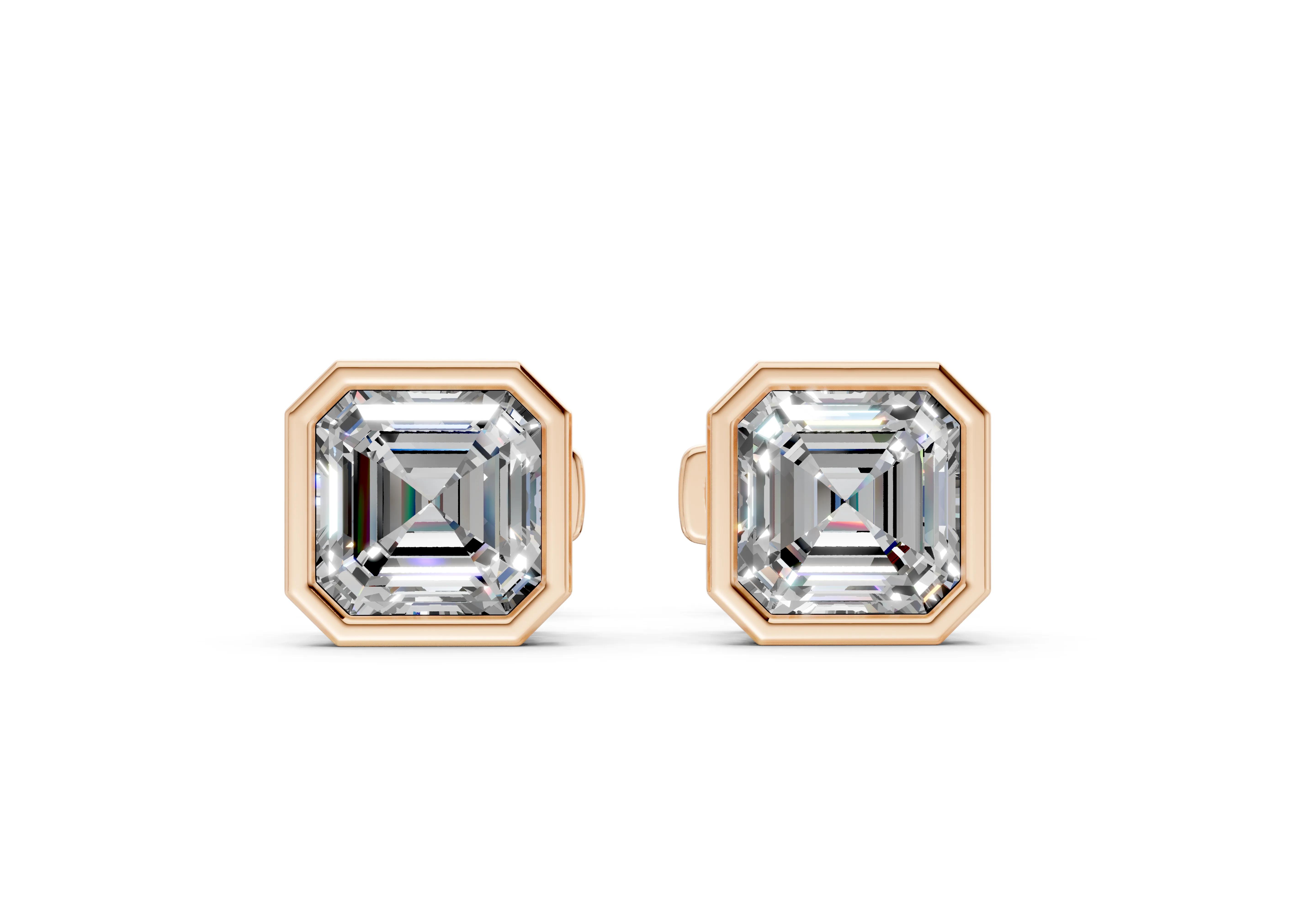 Classic Manhattan Asscher Diamond Bezel Studs
