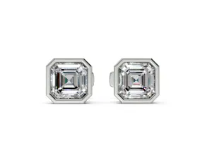 Classic Manhattan Asscher Diamond Bezel Studs