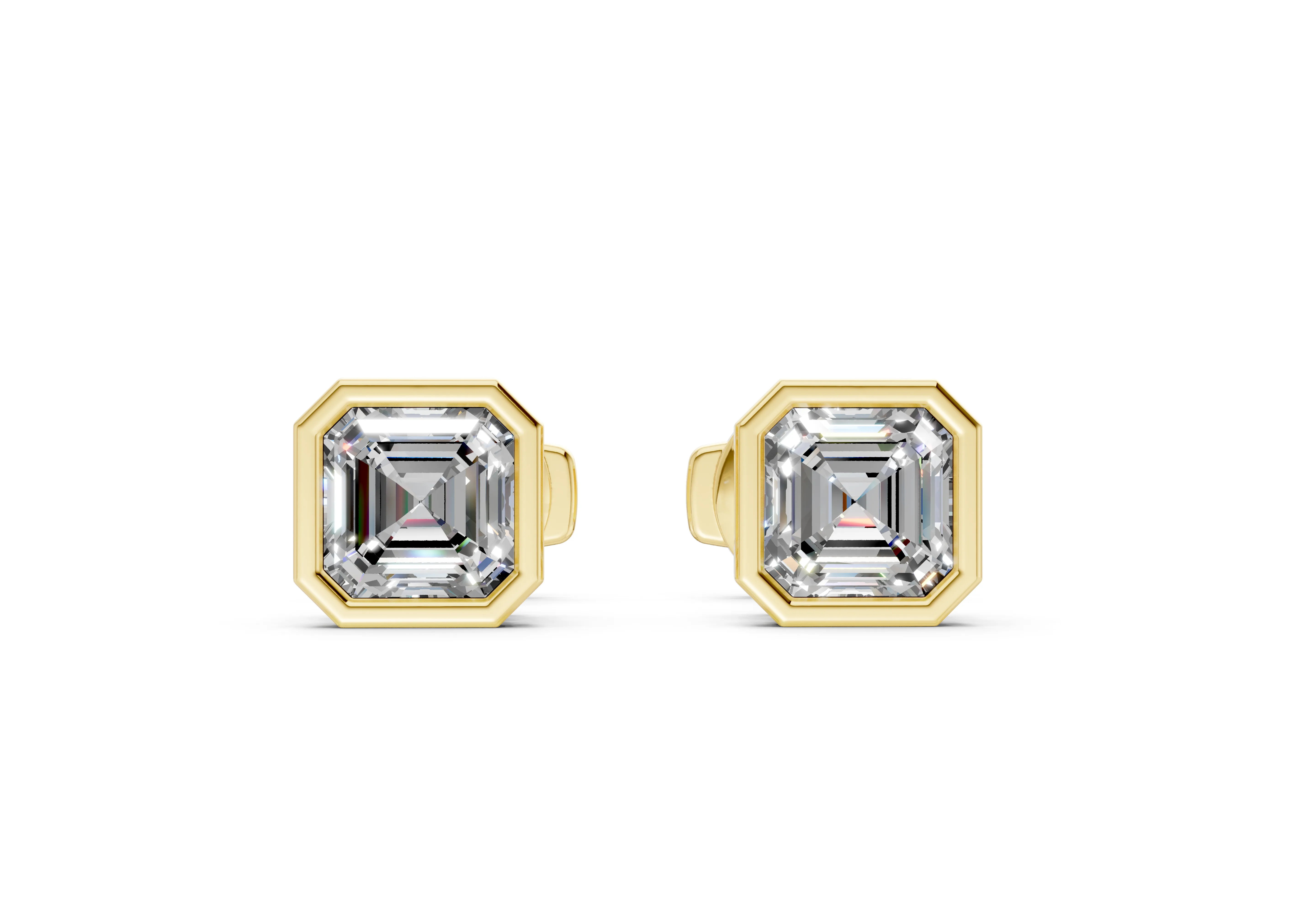 Classic Manhattan Asscher Diamond Bezel Studs