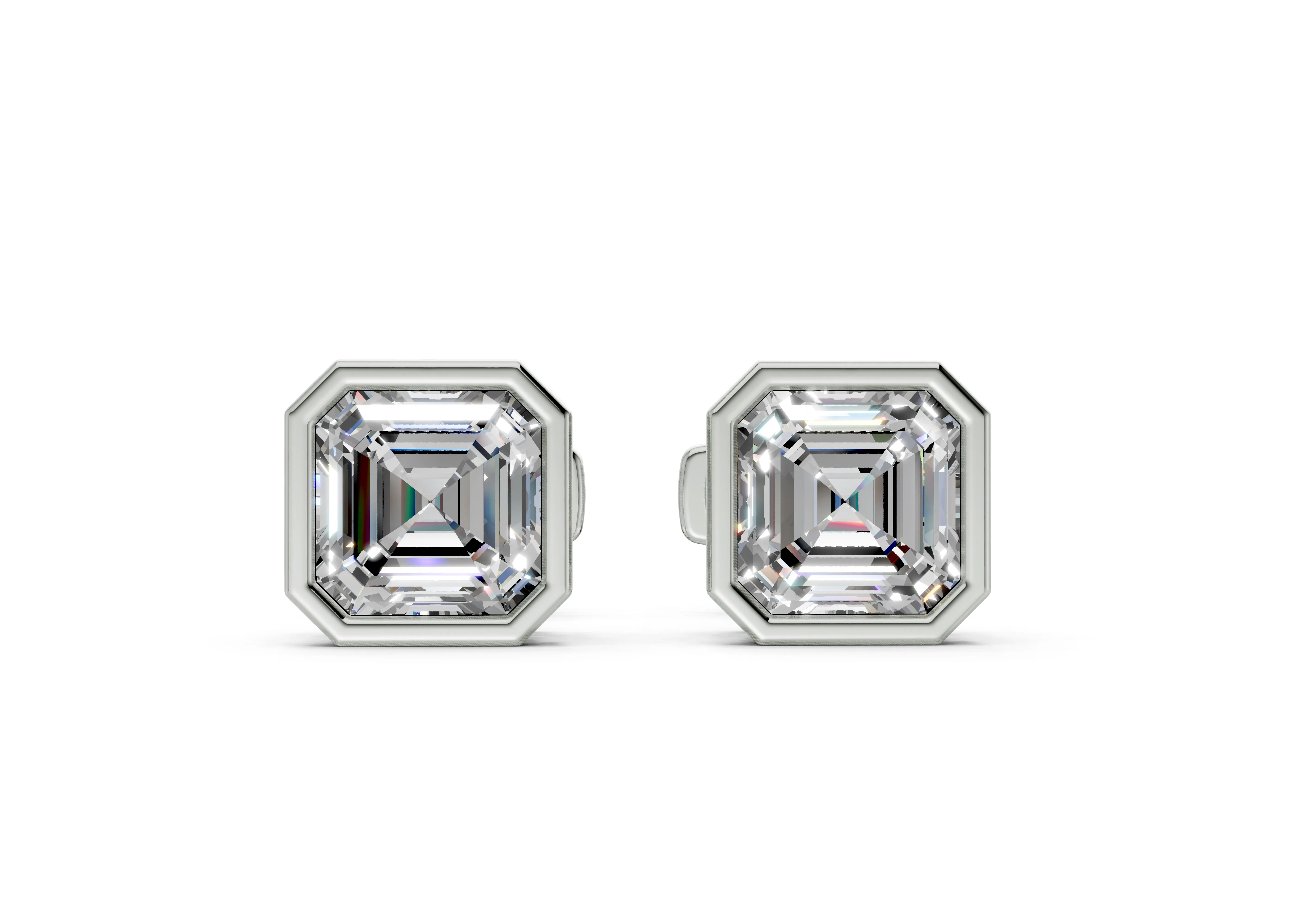 Classic Manhattan Asscher Diamond Bezel Studs