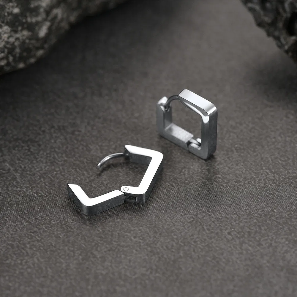 Classic Square Huggie Hoop Earrings for Men Women