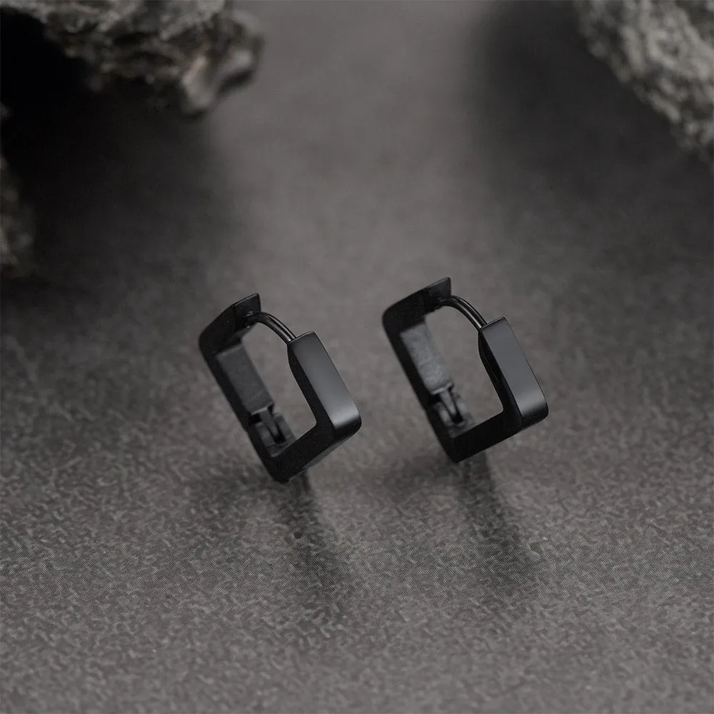 Classic Square Huggie Hoop Earrings for Men Women