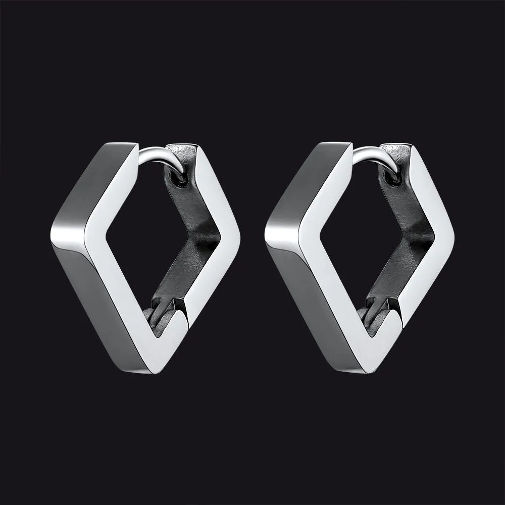 Classic Square Huggie Hoop Earrings for Men Women