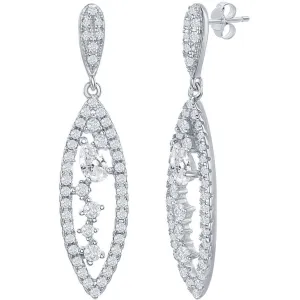 Classic Women's Earrings - Sterling Silver Marquise Multi Shaped White CZ | D-7837