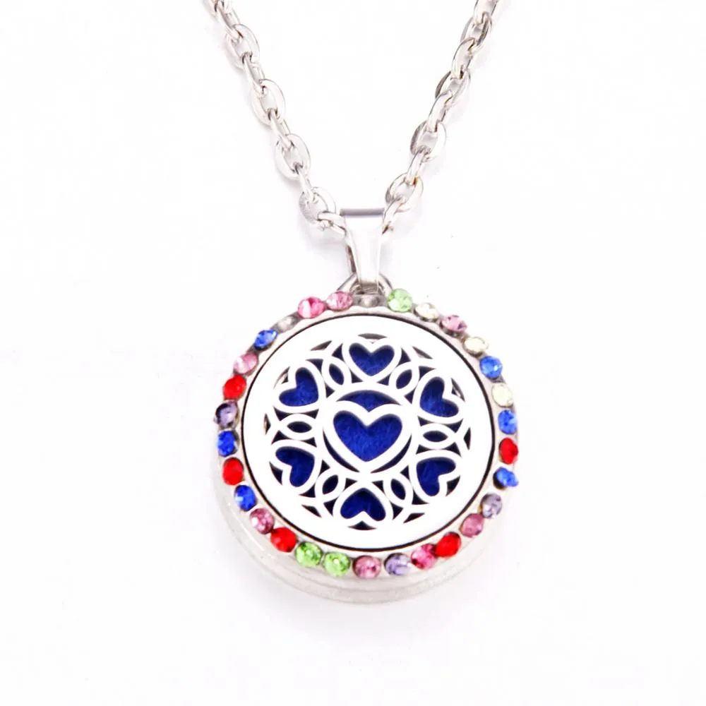 Colored zircon Tree of Life necklace Stainless Steel Aromatherapy Essential Oil Diffuser Perfume Locket Pendant Aroma Necklace
