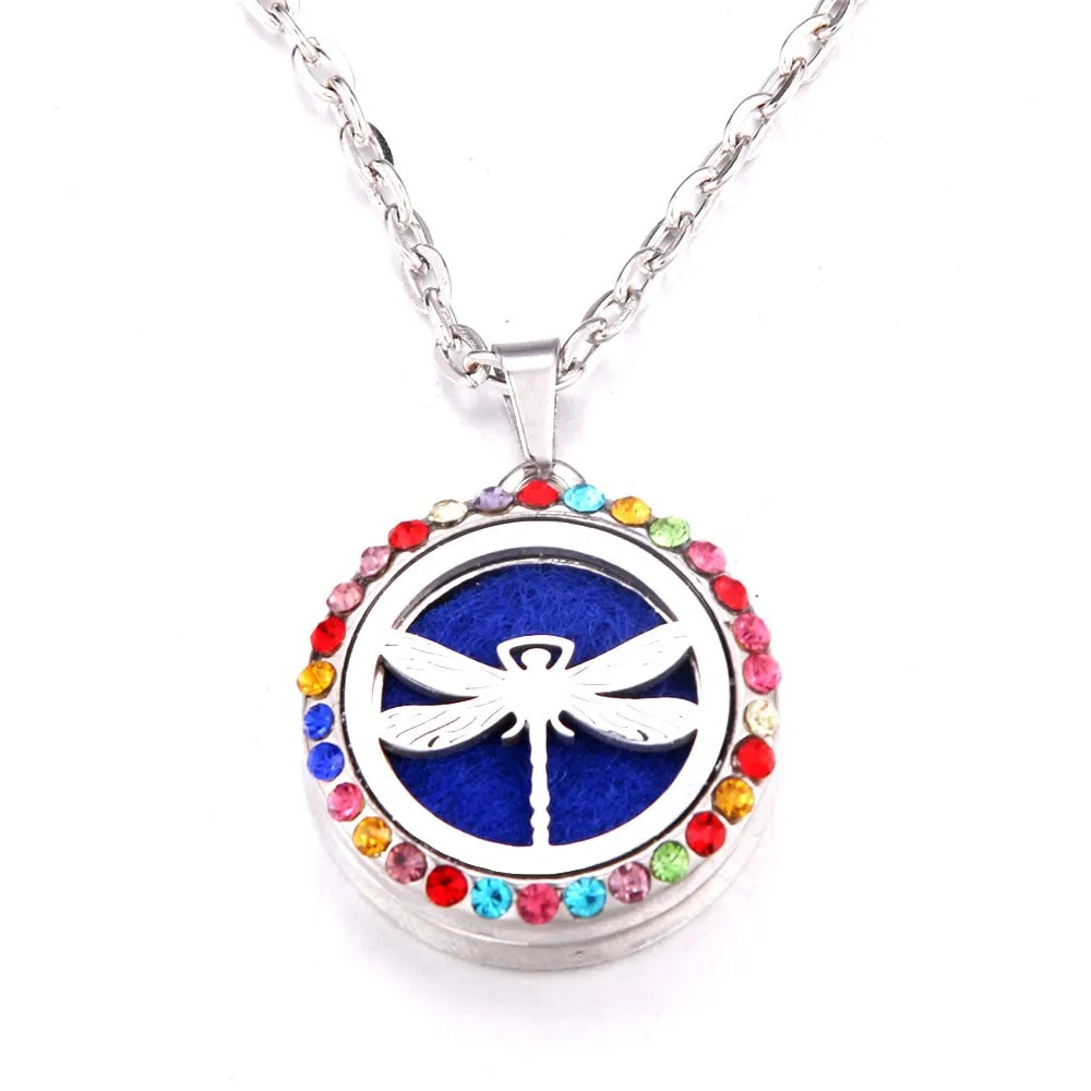 Colored zircon Tree of Life necklace Stainless Steel Aromatherapy Essential Oil Diffuser Perfume Locket Pendant Aroma Necklace