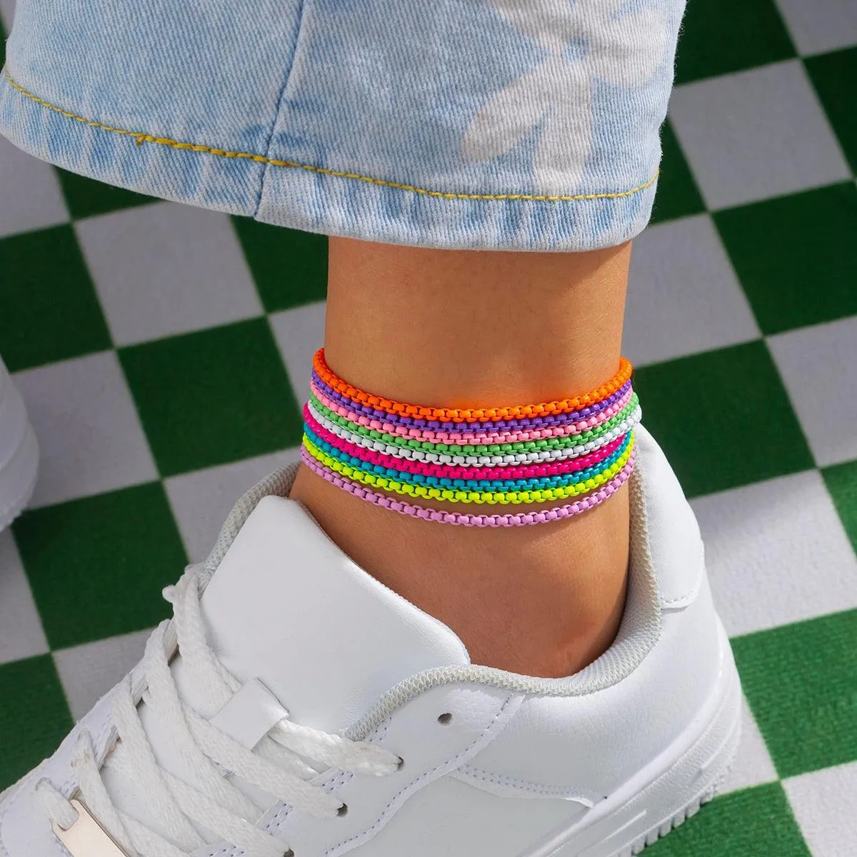 Colorful Iron Chain Anklet Bracelet
