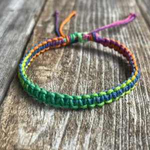 Colorful Joy Hemp Bracelet or Anklet Braided Macrame Surfer Unisex