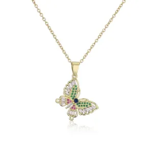 Colorful Zircon Butterfly Necklace Valentine's Day Gift for Her