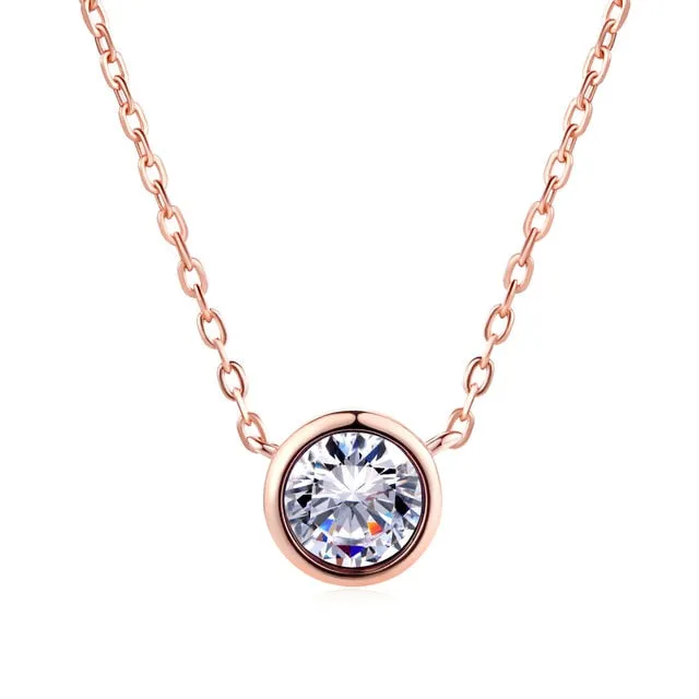 Cubic Zirconia Rose Pendant Necklace