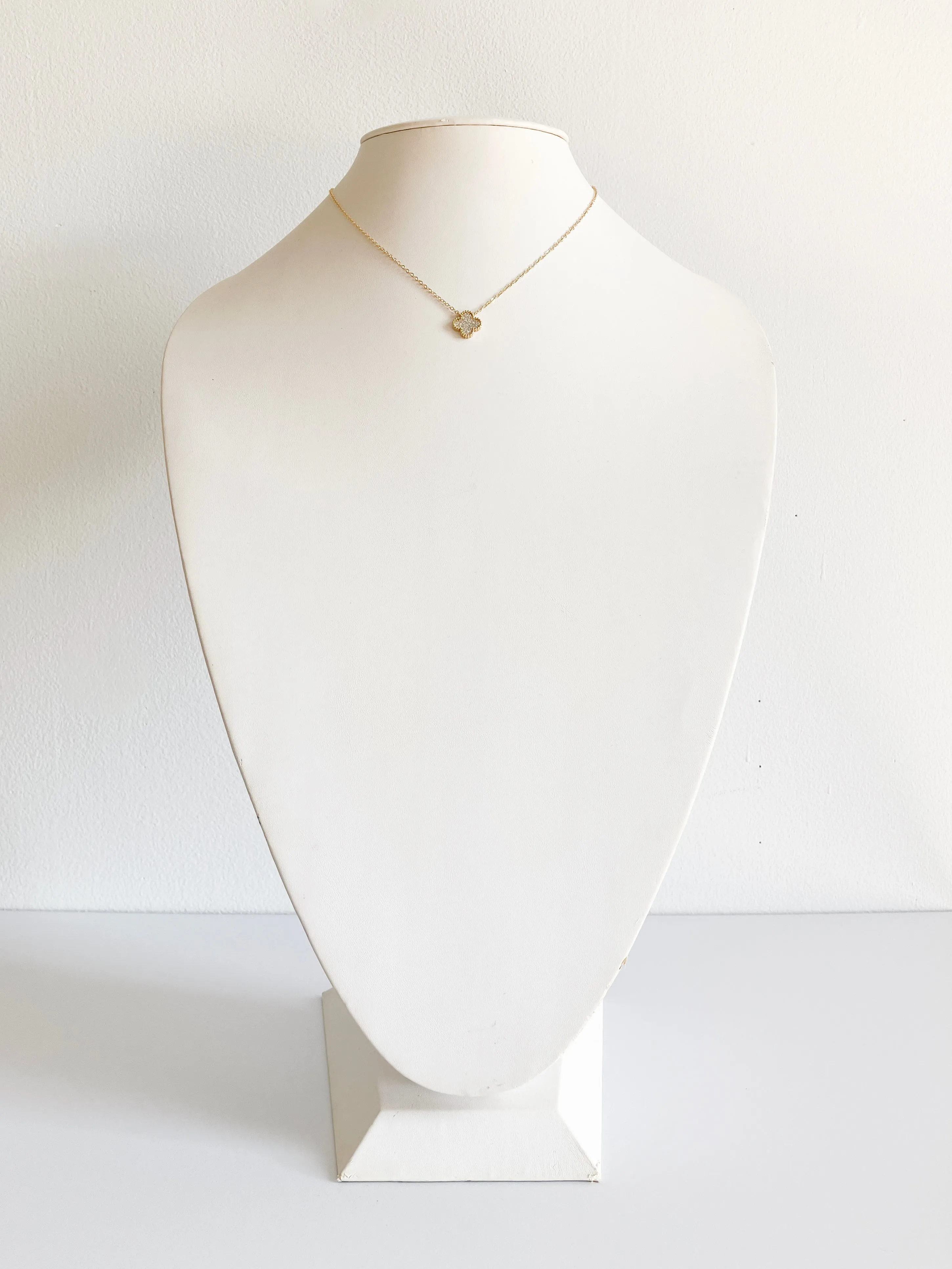 Cubic Zirconia Small Quatrefoil Pendant in Gold