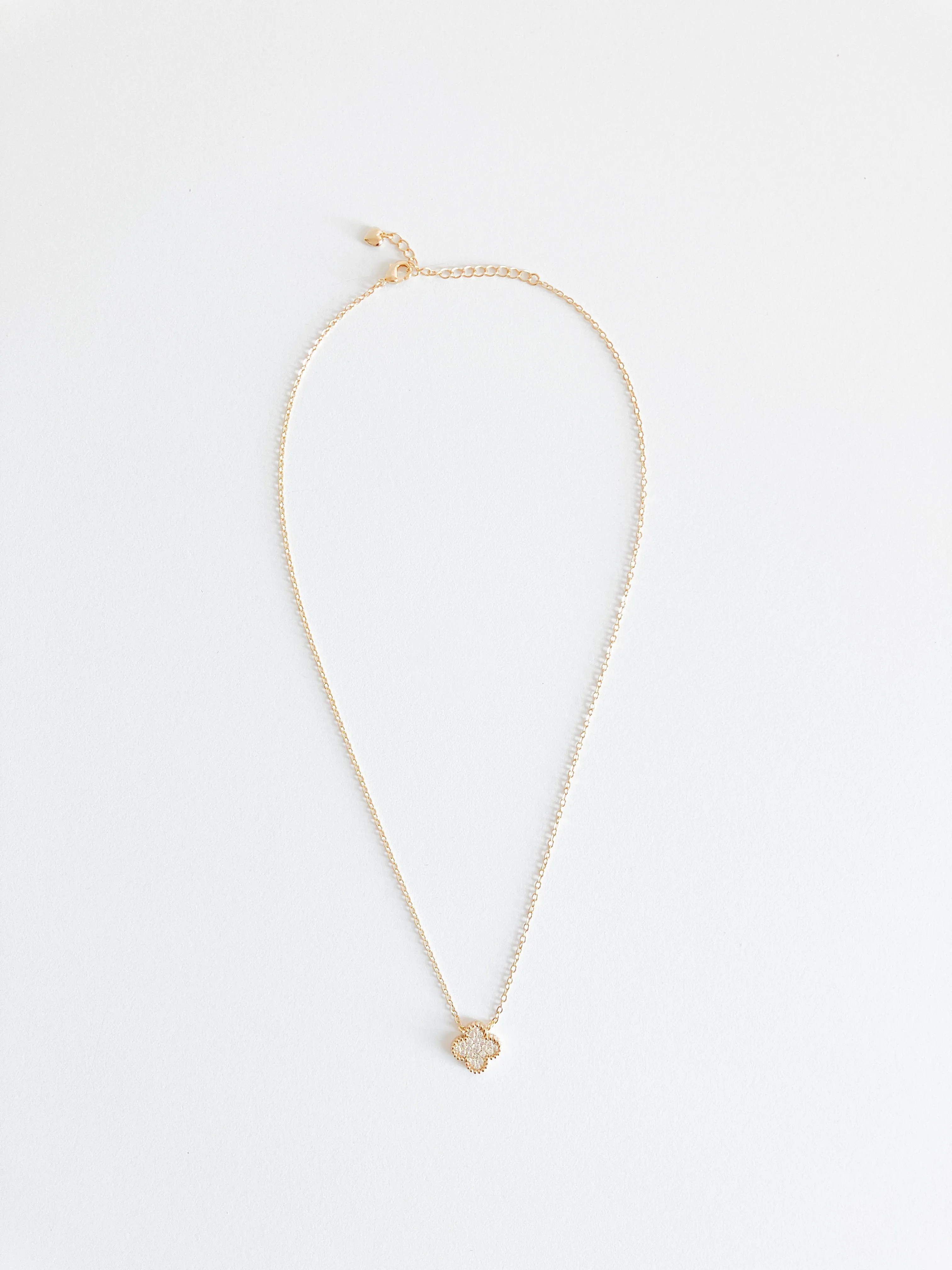 Cubic Zirconia Small Quatrefoil Pendant in Gold