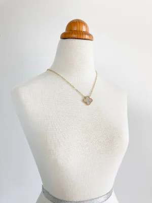 Cubic Zirconia Small Quatrefoil Pendant in Gold