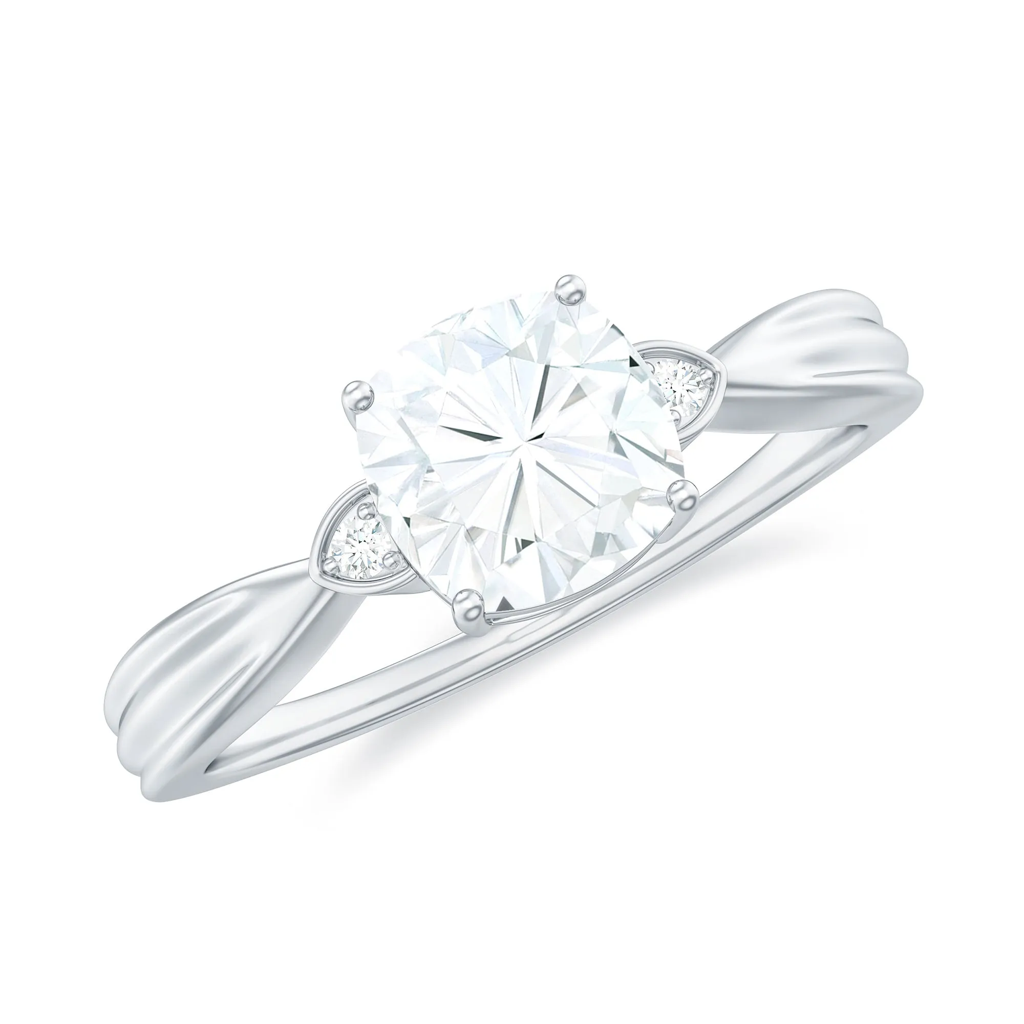 Cushion Moissanite Solitaire Engagement Ring