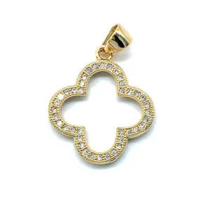 CZ Crystal Micro Pave Clover Flower Pendant