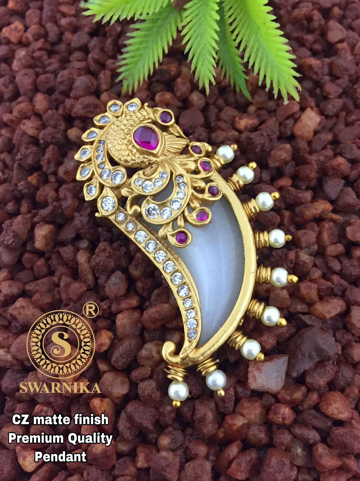 CZ Matte Finish Premium Quality Pendants- SHJ1063