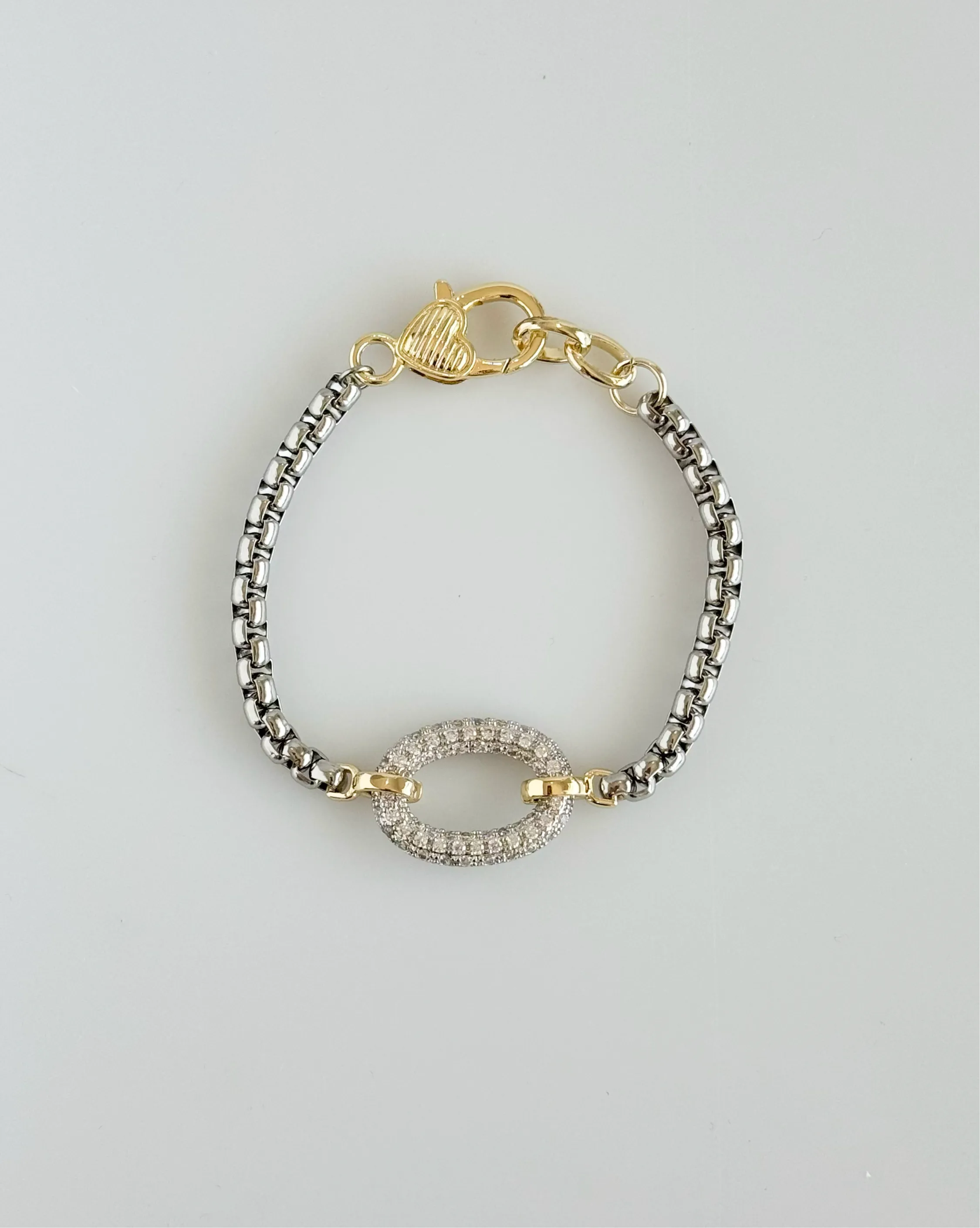CZ Micropaved Oval Charm Bracelet