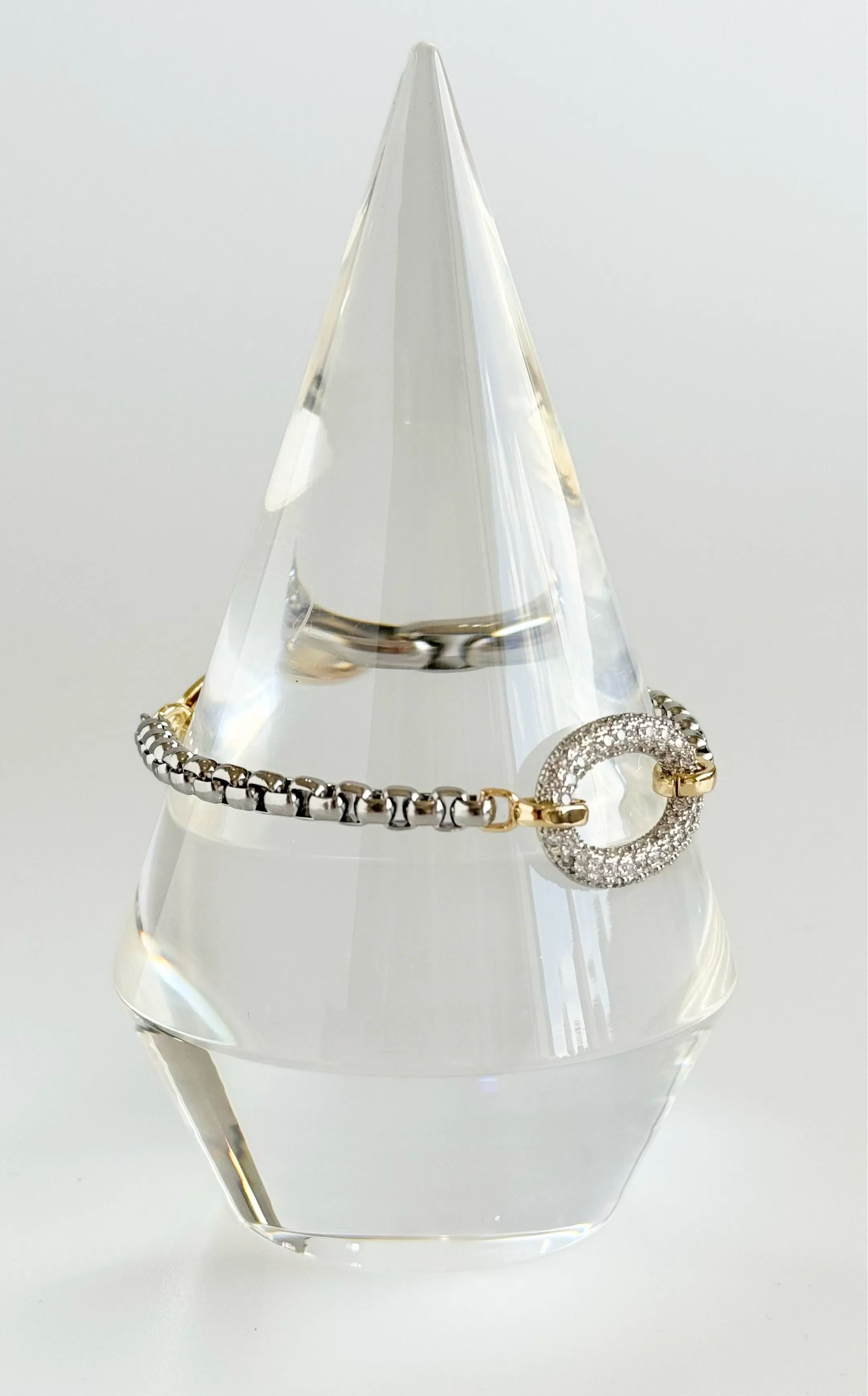 CZ Micropaved Oval Charm Bracelet
