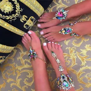 Dazzle Colour Alloy Jewel-Embeded Anklet