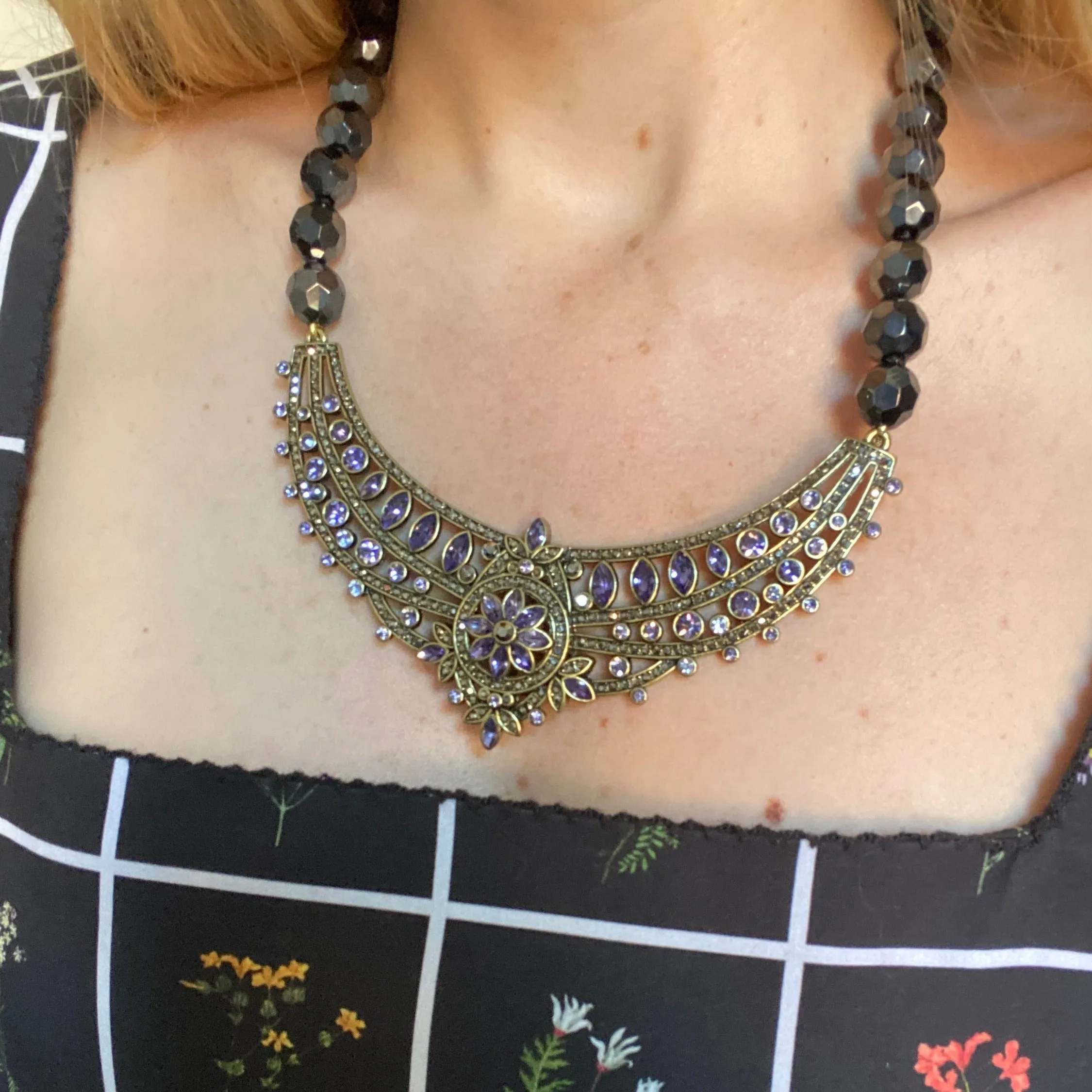 Designer Heidi Daus Mogul Purple Crystal Bead Necklace
