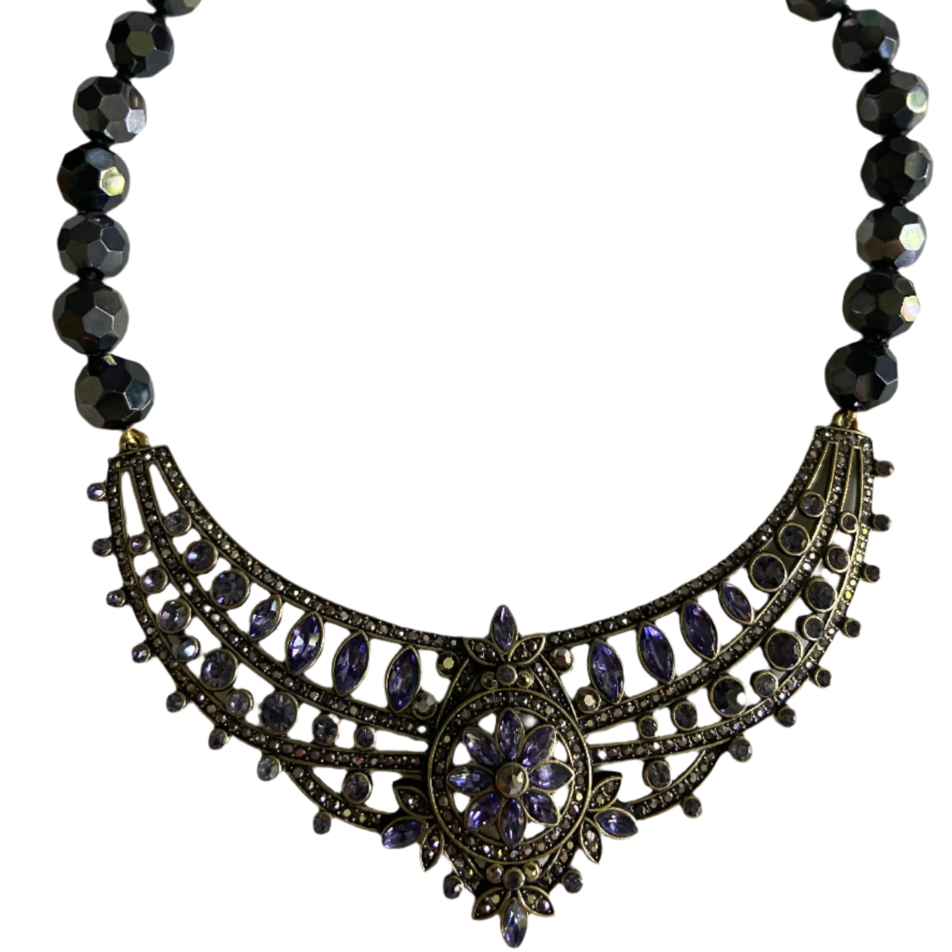 Designer Heidi Daus Mogul Purple Crystal Bead Necklace