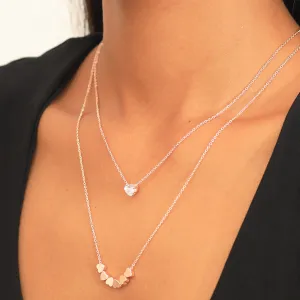Diamante Pendant & Metallic Heart Pendants Gold-Toned Layered Necklace