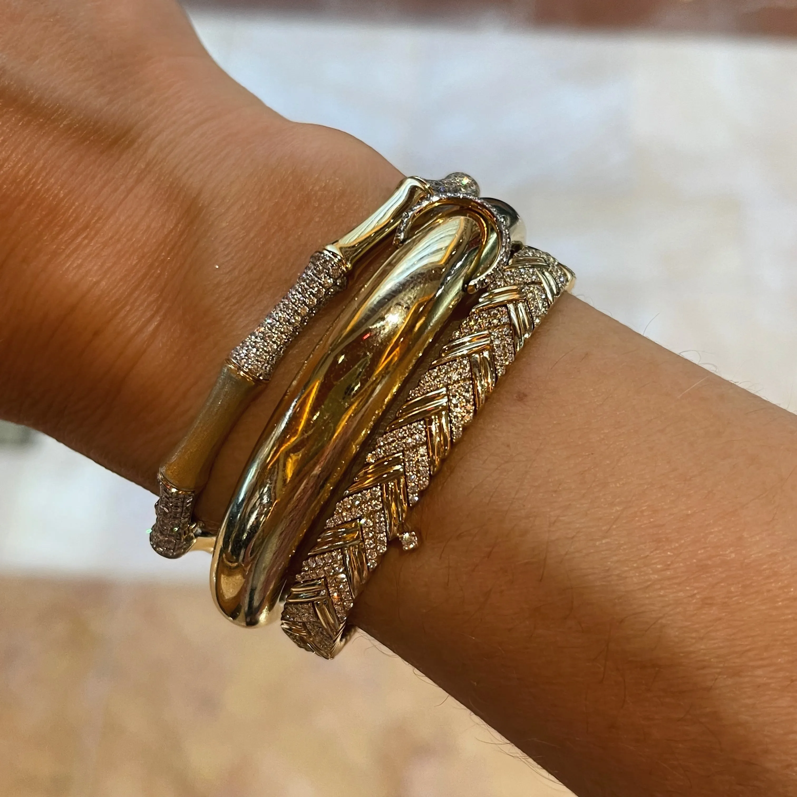 Diamond Bamboo Bangle Bracelet