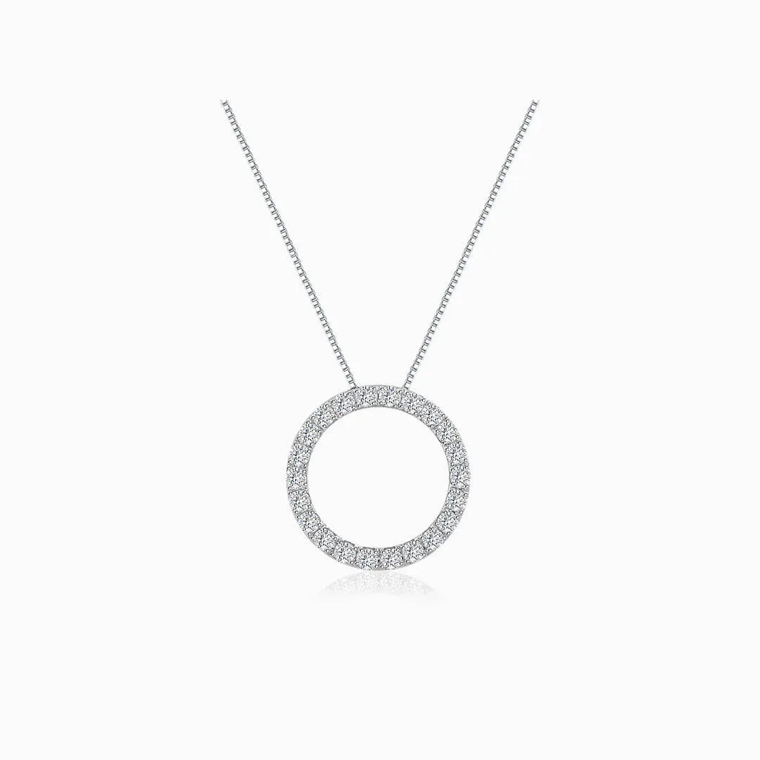 Diamond Circle Pendant in White Gold